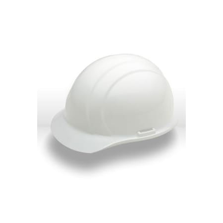 Erb Americana Mega Ratchet Safety Helmets CAP STYLE, 4-PT NYLON SUSPENSION w/RATCHET ADJUSTMENT, White 19361